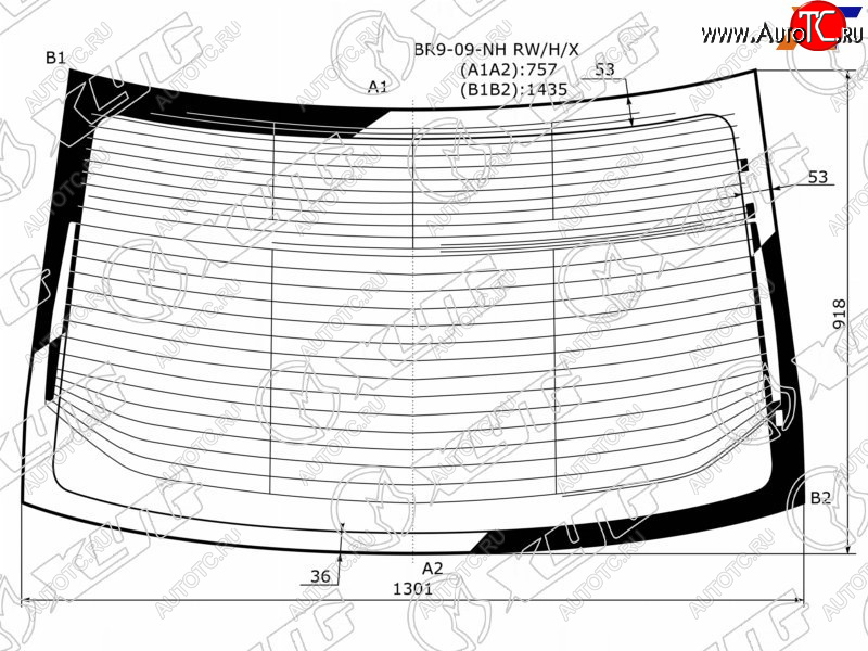 Стекло заднее (Цвет зеленый Обогрев Антенна) Subaru Legacy 09-15  Legacy B4 09-14 BR9-09-NH RW/H/X