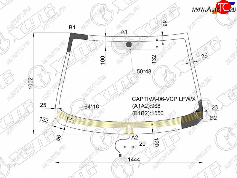 Стекло лобовое (Обогрев щеток) Chevrolet Captiva 06-15  Opel Antara 06-15  Daewoo Winstorm 06-10  CAPTIVA-06-VCP LFW/X