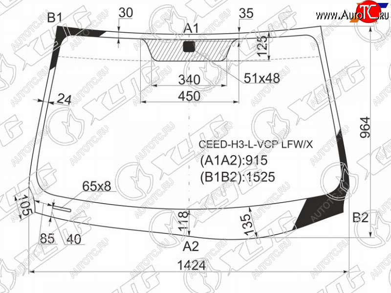 Стекло лобовое KIA PRO CEED 3D HBK 06-10                                                             CEED-H3-L-VCP LFW/X