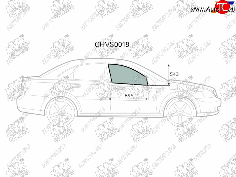 Стекло боковое опускное (Спереди Справа Цвет зеленый) Chevrolet Lacetti 04-13  Daewoo Lacetti 04- CHVS0018