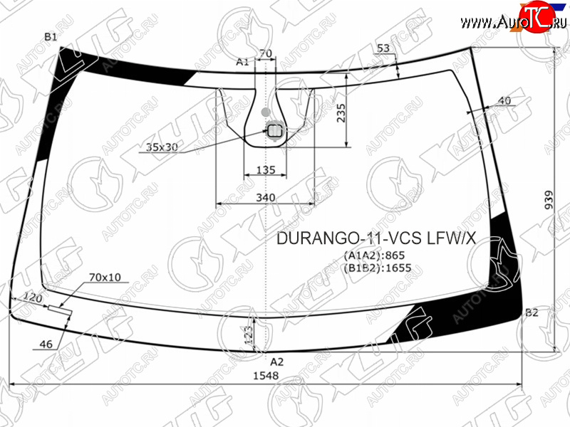 Стекло лобовое (Датчик дождя) Dodge Durango 11-13  Jeep Grand Cherokee 10-13 DURANGO-11-VCS LFW/X