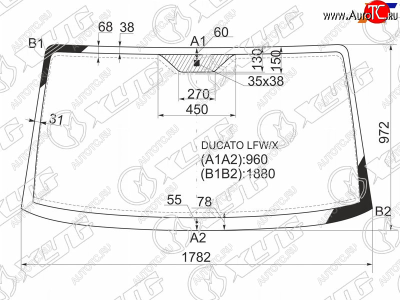 Стекло лобовое Peugeot Boxer 94-06  Citroen Jumper 94-02  Fiat Ducato 94-12 DUCATO LFW/X