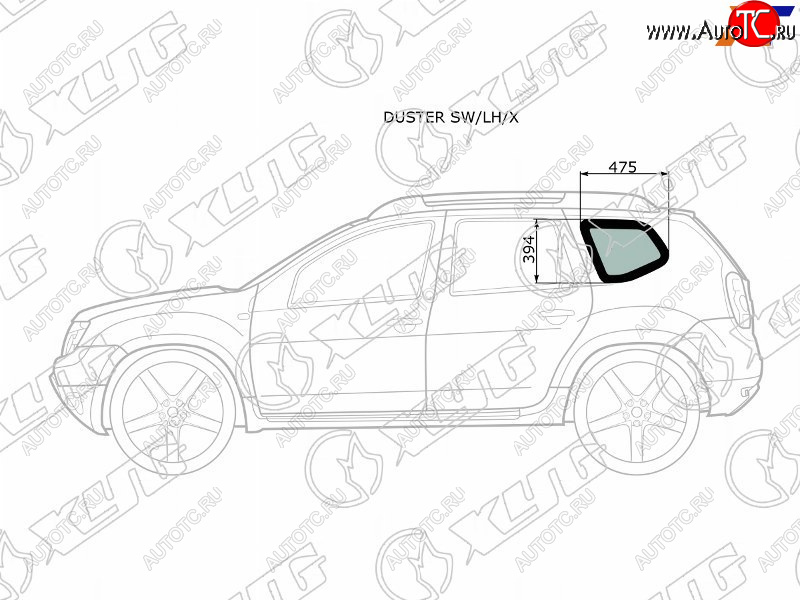 Стекло кузова боковое (не опускное) (Слева Цвет зеленый) Nissan Terrano 14-22  Renault Duster 10-2 DUSTER SW/LH/X