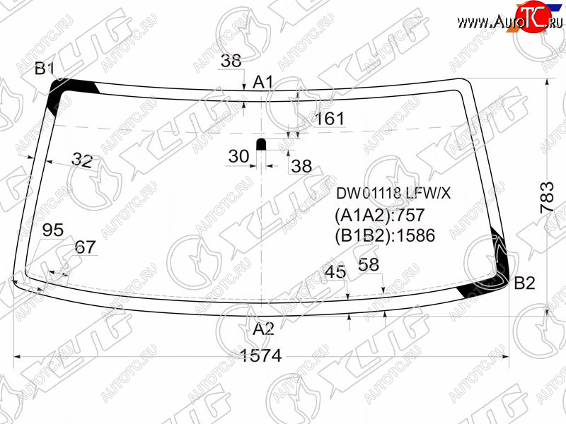 Стекло лобовое CHRYSLER TOWN&COUNTRY/DODGE CARAVAN 90-95 XYG DW01118 LFW/X, dw01118lfwx DW01118 LFW/X