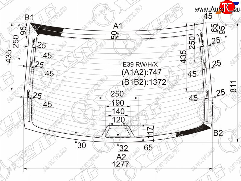 Стекло заднее (Цвет зеленый Обогрев Антенна) BMW 5-Series 95-04 E39 RW/H/X