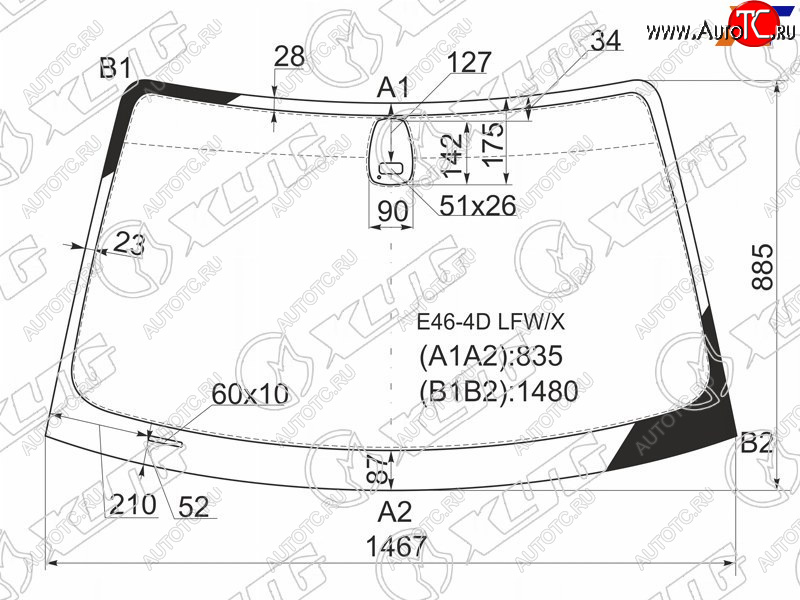 Стекло лобовое (Датчик дождя) BMW 3-Series 98-06 E46-4D LFW/X