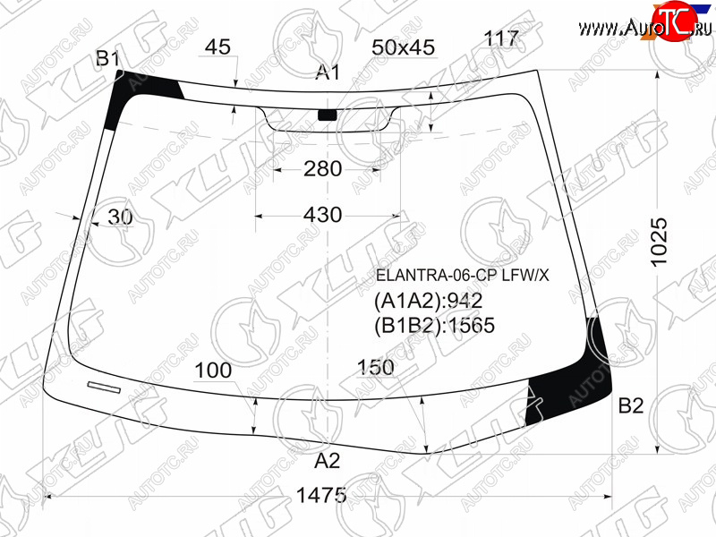 Стекло лобовое Hyundai Elantra 06-12  Avante 06-11 ELANTRA-06-CP LFW/X