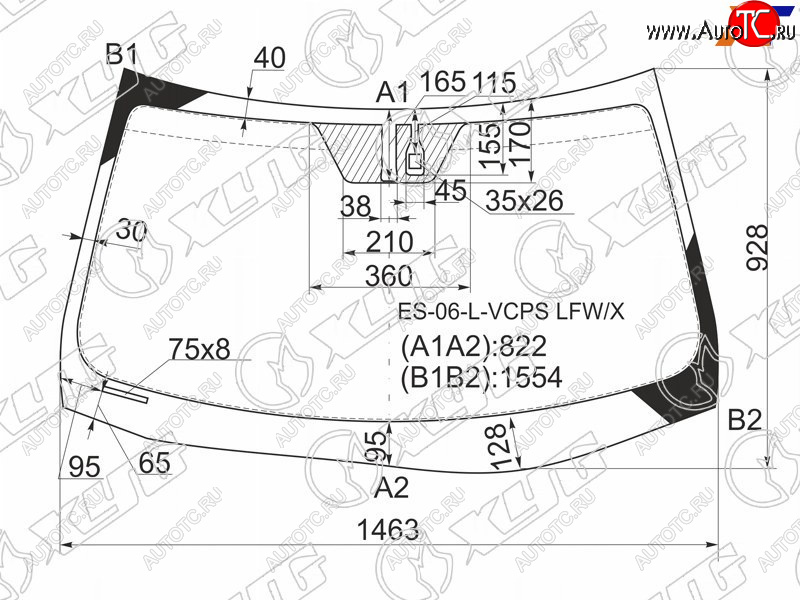 Стекло лобовое (Датчик дождя) Lexus ES 06-12 ES-06-L-VCPS LFW/X