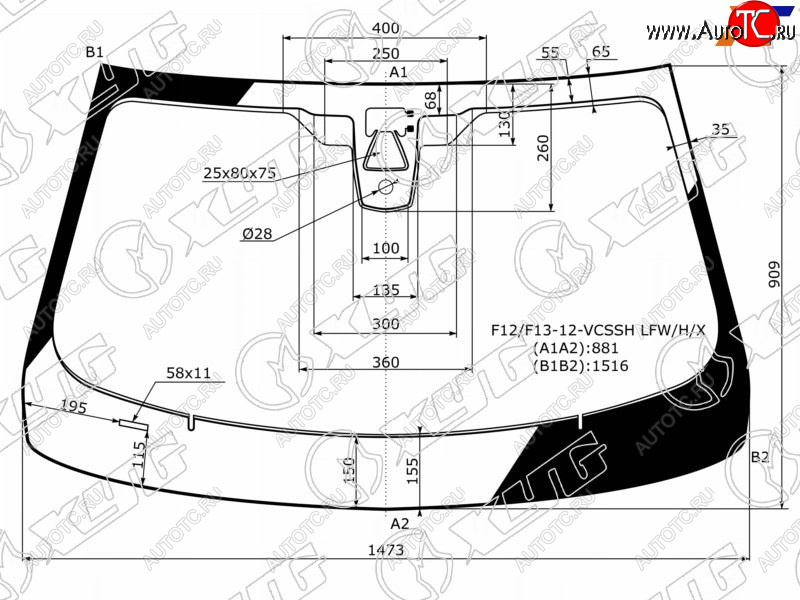 Стекло лобовое (Камера Датчик дождя) BMW 6-Series 15-18 F12/F13-12-VCSSH LFW/H/X