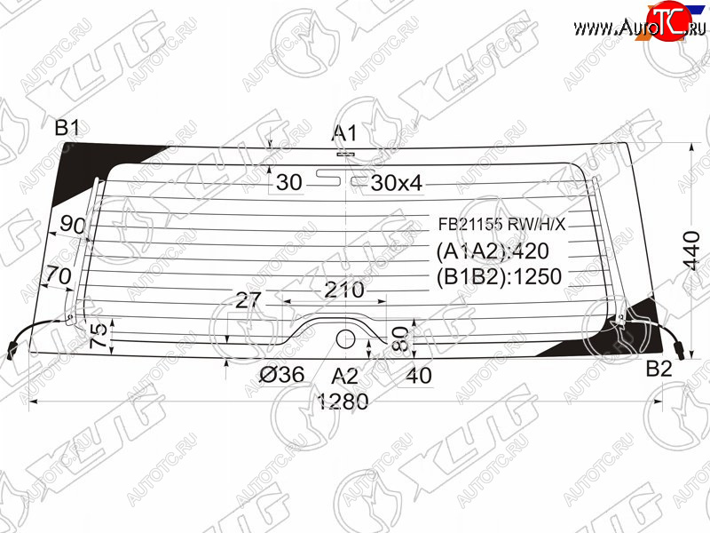 Стекло заднее (Цвет зеленый Обогрев Антенна) Toyota RAV4 (CA20) 00-05 FB21155 RW/H/X