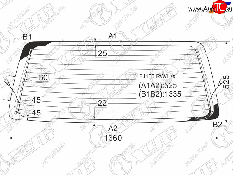 Стекло заднее (Цвет зеленый Обогрев) Toyota Land Cruiser (J100) 98-07  Lexus LX 98-07  Toyota Lan FJ100 RW/H/X