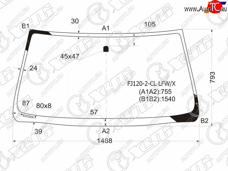 Стекло лобовое Toyota Land Cruiser Prado (J120) 02-09  Lexus GX 02-09 FJ120-2-CL LFW/X