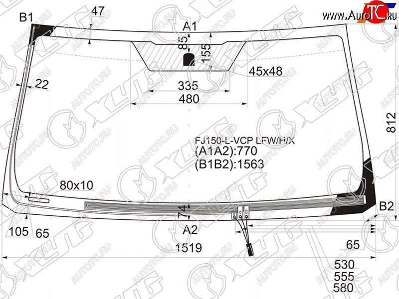 Стекло лобовое (Обогрев щеток) Toyota Land Cruiser Prado (J150) 09-24 FJ150-L-VCP LFW/H/X