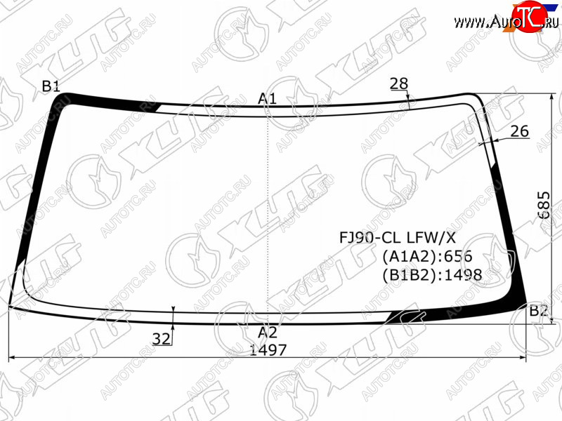 Стекло лобовое Toyota Land Cruiser Prado (J90) 96-02 FJ90-CL LFW/X