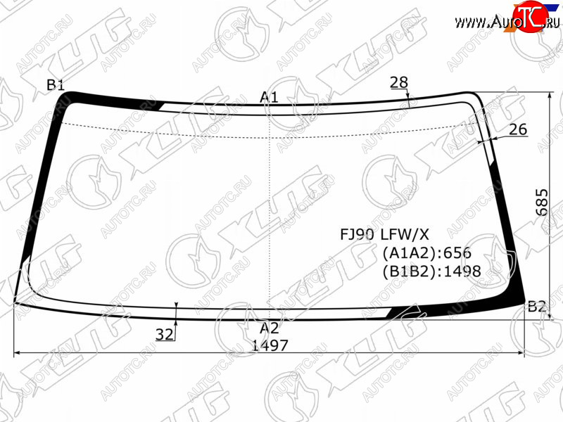 Стекло лобовое Toyota Land Cruiser Prado (J90) 96-02 FJ90 LFW/X