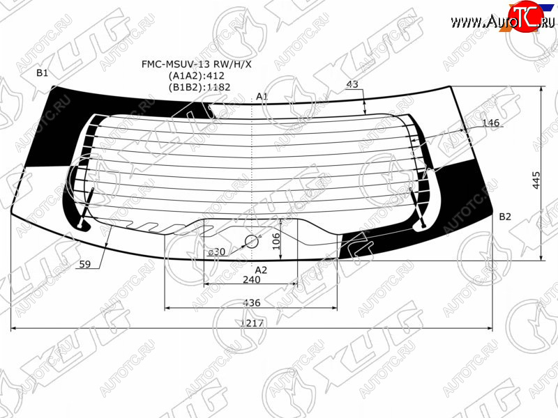 Стекло заднее (Цвет зеленый Обогрев Антенна) Ford EcoSport 14-                                     FMC-MSUV-13 RW/H/X