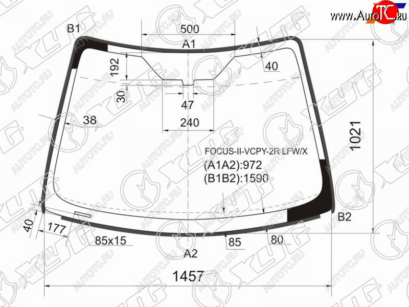 Стекло лобовое (Молдинг) Ford Focus 04-11  Focus RS 09-11  Focus ST 05-10 FOCUS-II-VCPY-2R LFW/X