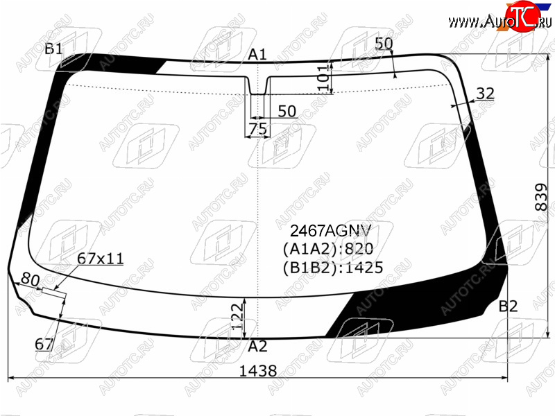 Стекло лобовое BMW 1-Series 11-19  2-Series 14- 2467AGNV