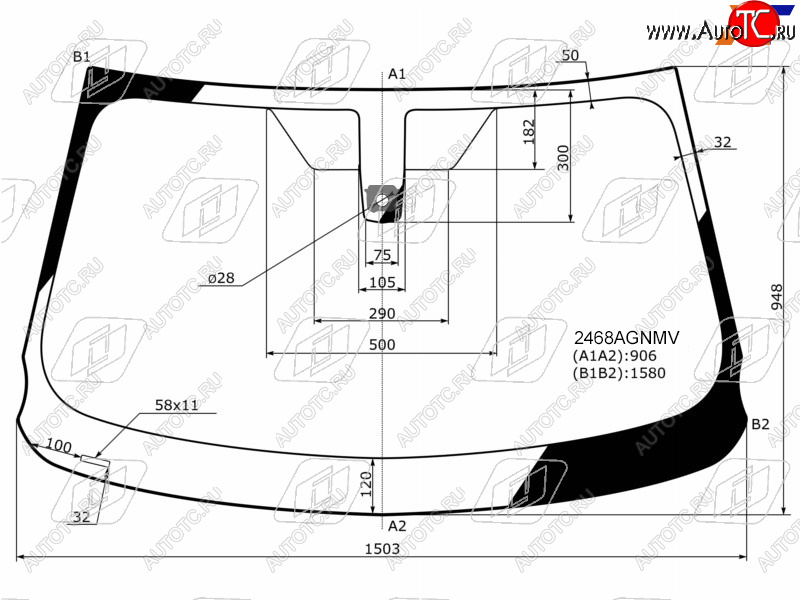 Стекло лобовое (Датчик дождя) BMW X4 14-18 2468AGNMV