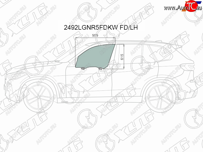 Стекло боковое опускное (Спереди Слева Цвет зеленый Триплекс Крепления) BMW X5 18-23  X7 18-22 2492LGNR5FDKW FD/LH