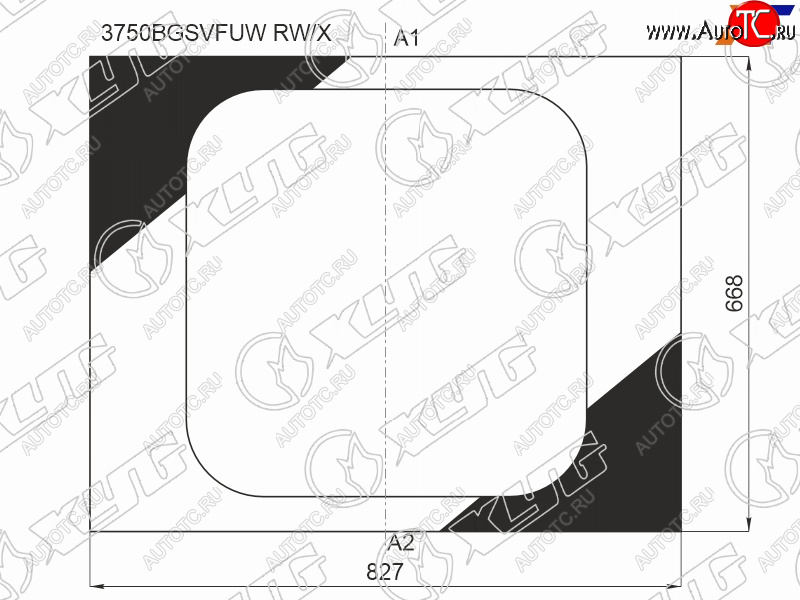 Стекло заднее (Цвет зеленый RH=LH) Peugeot Boxer 06-  Citroen Jumper 06-  Fiat Ducato 06- 3750BGSVFUW RW/X