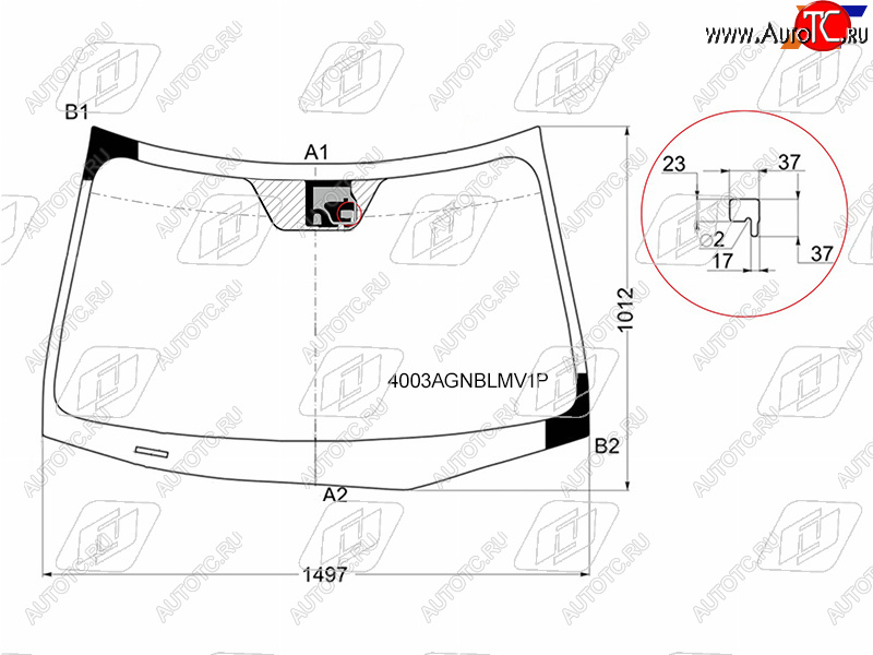 Стекло лобовое (Датчик дождя) Honda Accord 08-11  Acura TSX 08-14 4003AGNBLMV1P