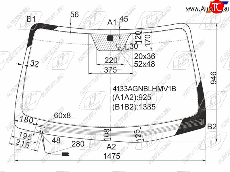 Стекло лобовое (Обогрев щеток Датчик дождя) Hyundai Santa Fe 05-12 4133AGNBLHMV1B