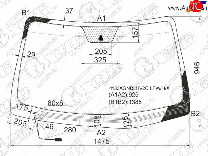 Стекло лобовое (Обогрев щеток) Hyundai Santa Fe 05-12 4133AGNBLHV2C LFW/H/X