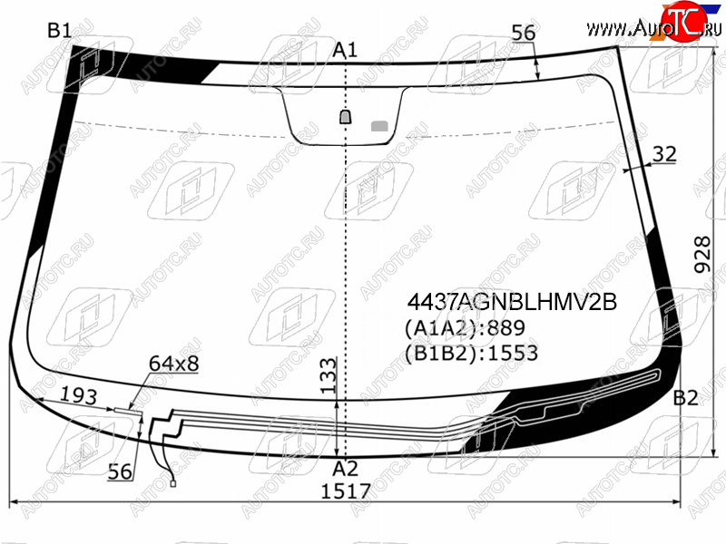 Стекло лобовое (Обогрев щеток Датчик дождя) Kia Sorento 12-21 4437AGNBLHMV2B