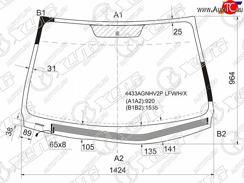 Стекло лобовое (Обогрев щеток 3D HBK) Kia ProCeed 09-12 4433AGNHV2P LFW/H/X