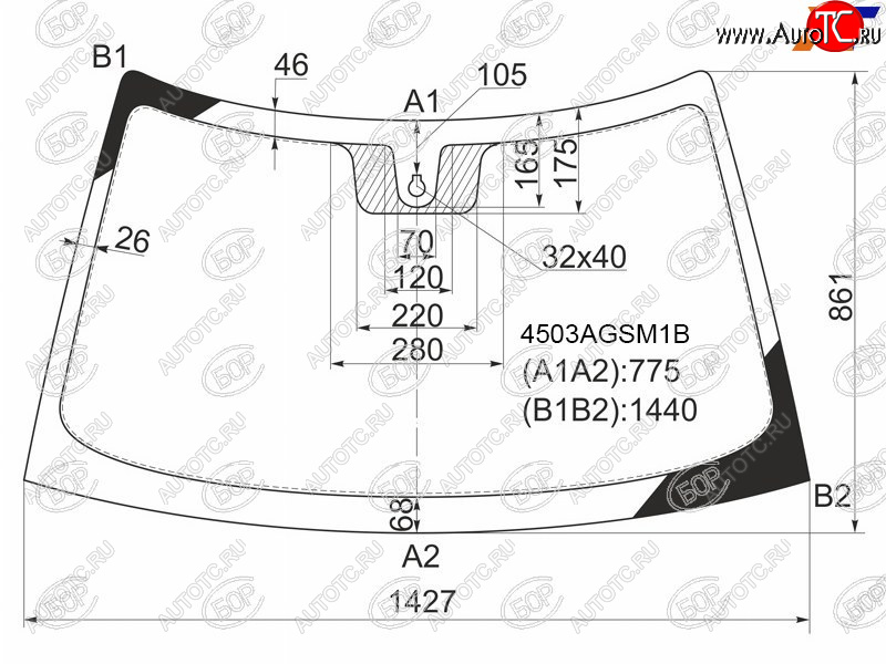 Стекло лобовое (Датчик дождя) LADA 2110 95-14  2111 97-14  2112 99-09  Priora 07-18 4503AGSM1B