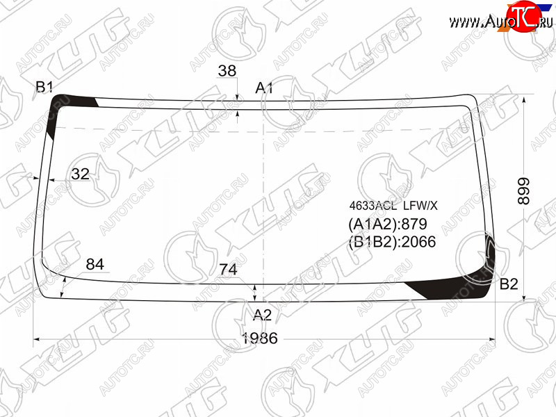 Стекло лобовое DAF LF 06-13  Renault Midlum 00-13  Volvo FL 06-13 4633ACL LFW/X