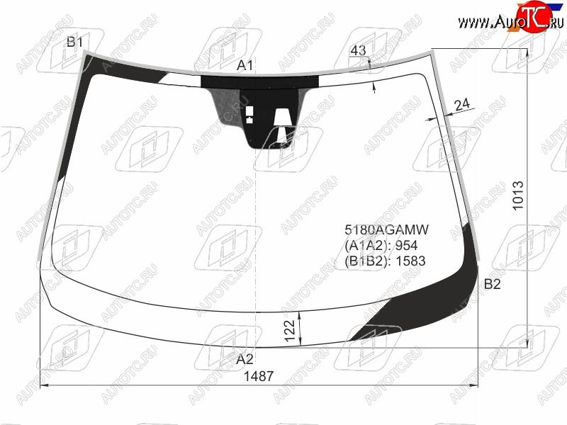 Стекло лобовое (Две камеры Датчик дождя Молдинг) Mazda 6 12- 5180AGNCMW