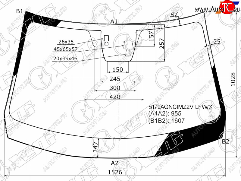 Стекло лобовое (Две камеры Датчик дождя) Mazda CX-5 11-15 5179AGNCIMZ2V LFW/X