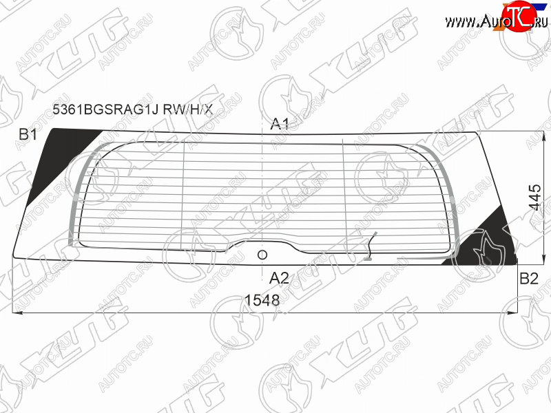 Стекло заднее (Цвет зеленый Обогрев Антенна) Mercedes-Benz GL-Class 06-12 5361BGSRAG1J RW/H/X