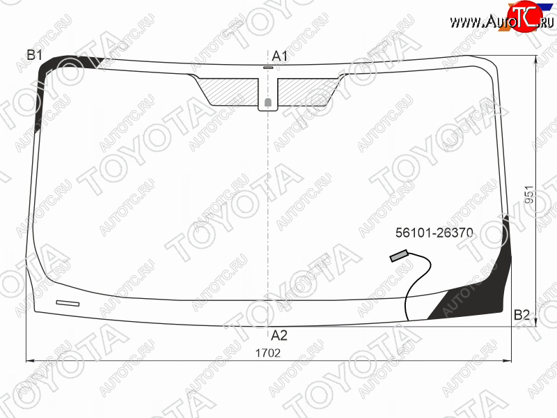 Стекло лобовое (Обогрев щеток) Toyota Hiace 19- 56101-26370