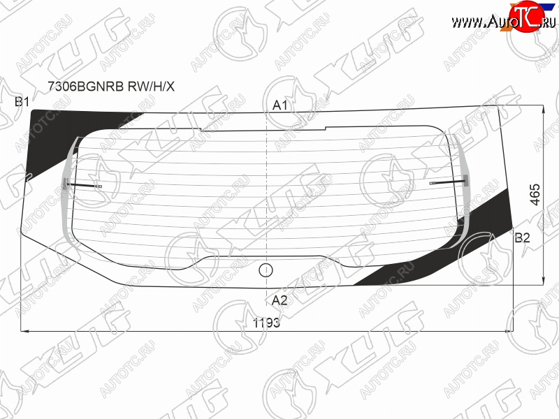 Стекло заднее (Цвет зеленый Обогрев) Renault Duster 21-  Dacia Duster 17- 7306BGNRB RW/H/X