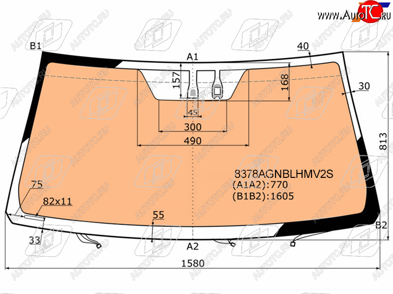 Стекло лобовое (Обогрев полный Датчик дождя) Toyota Land Cruiser (J200) 15-21  Lexus LX 15-23 8378AGNBLHMV2S