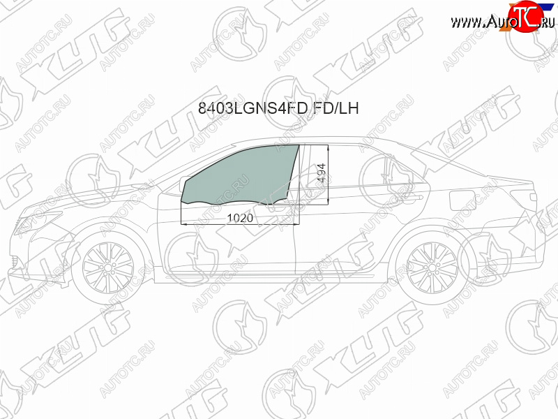 Стекло боковое опускное (Спереди Слева Цвет зеленый Крепления) Toyota Camry (XV50) 11-21  Camry 8403LGNS4FD FD/LH