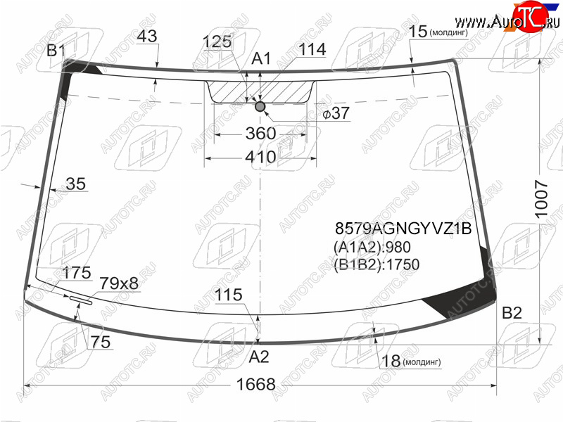 Стекло лобовое (Молдинг) Volkswagen Transporter 03-15  Caravelle 03-15  Multivan 03-15 8579AGNGYVZ1B