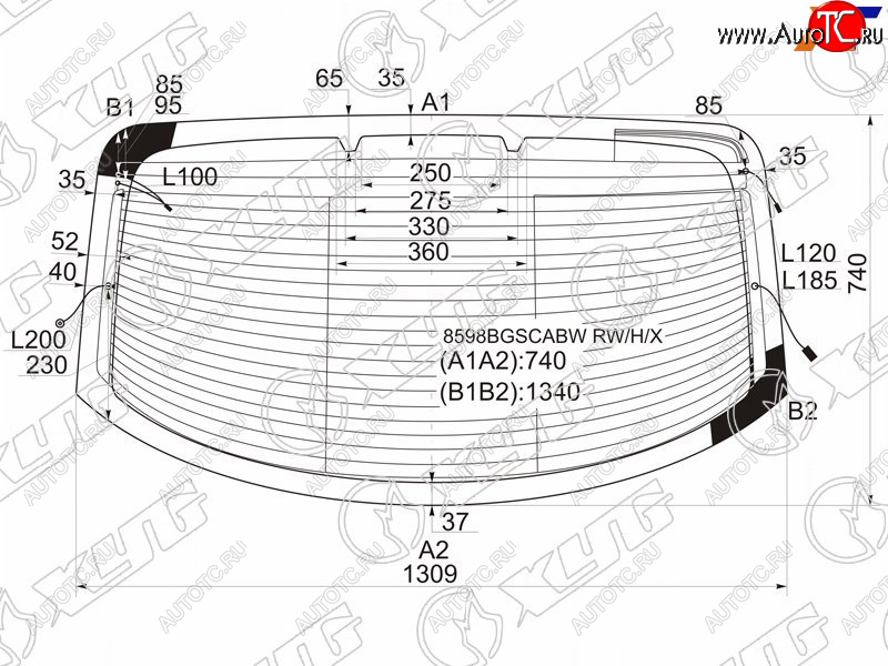 Стекло заднее (Цвет зеленый Обогрев Антенна) Volkswagen Passat CC 08-11 8598BGSCABW RW/H/X