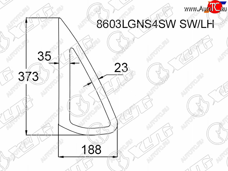 Стекло кузова боковое (не опускное) (Слева Цвет зеленый) Skoda Rapid 20-  Volkswagen Polo 09-20 8603LGNS4SW SW/LH