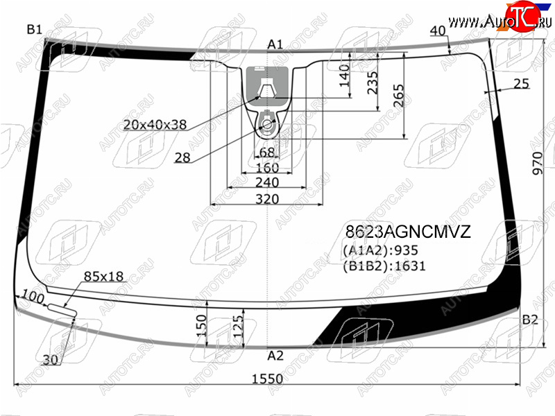 Стекло лобовое (Камера Датчик дождя Молдинг) Audi Q7 15-19 8623AGNCMVZ