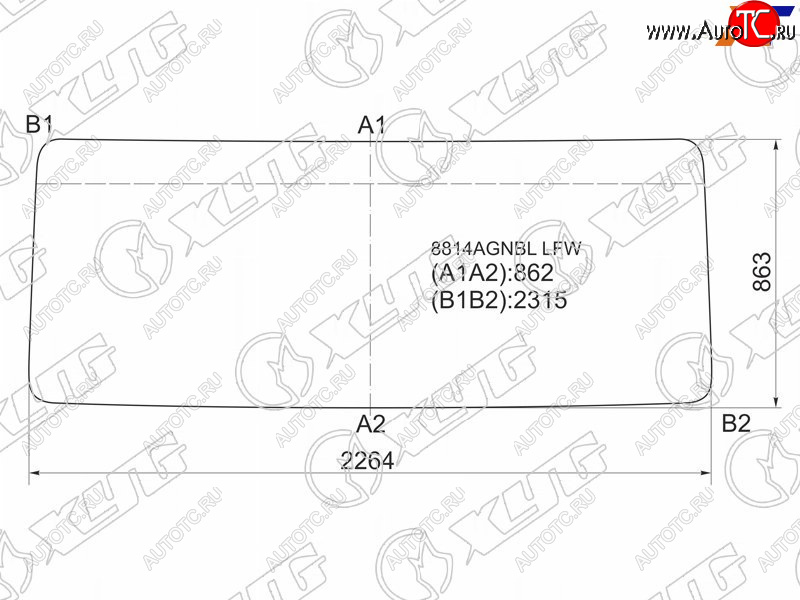 Стекло лобовое Hania Zz3255c 08-  Howo Expo 04-  Volvo FL 85-06 8814AGNBL LFW