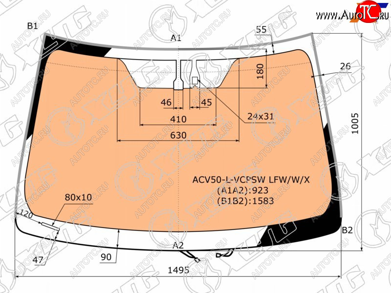 Стекло лобовое (Обогрев полный Датчик дождя Молдинг) Toyota Camry (XV50) 11-21  Camry UAEUSA 11- ACV50-L-VCPSW LFW/W/X