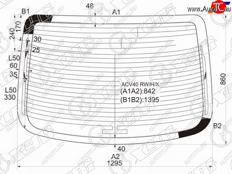 Стекло заднее (Цвет зеленый Обогрев Антенна) Toyota Camry (XV40) 06-11  Aurion 06-12  Camry UAE ACV40 RW/H/X