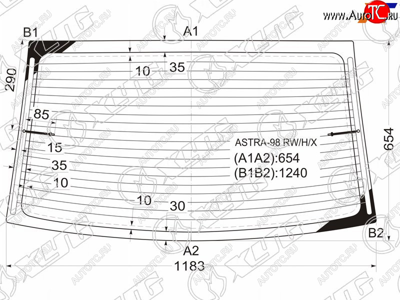 Стекло заднее (Цвет зеленый Обогрев 4D SED) Opel Astra 98-09  Chevrolet Viva 04-08 ASTRA-98 RW/H/X