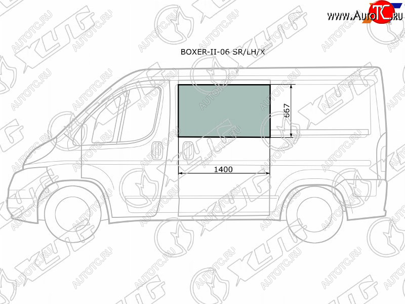 Стекло кузова боковое (не опускное) (Слева Цвет зеленый) Peugeot Boxer 06-  Citroen Jumper 06-  F BOXER-II-06 SR/LH/X