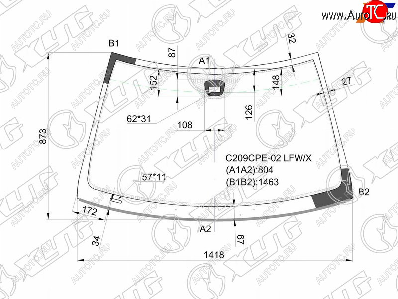 Стекло лобовое + дд MERCEDES-BENZ CLK-CLASS C209 2D CPE 02-10                                        C209CPE-02 LFW/X