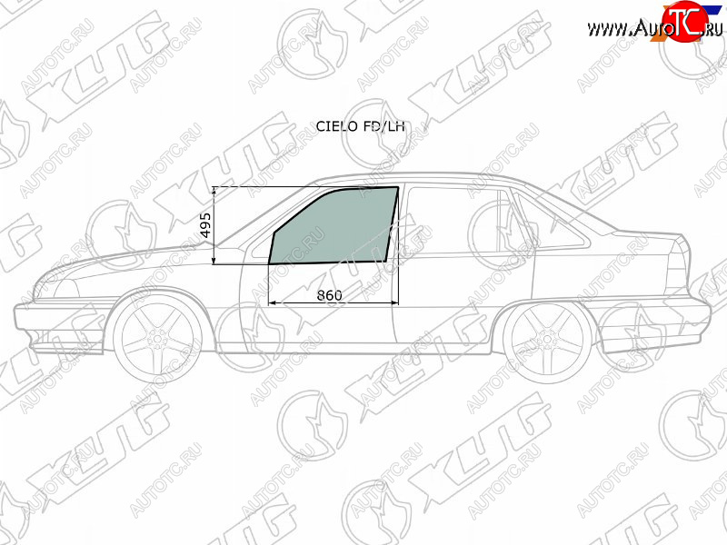 Стекло боковое опускное (Спереди Слева Цвет зеленый) Daewoo Nexia 94-16 CIELO FD/LH